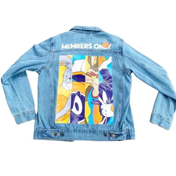 Members Only New Space Jam Looney Tunes Denim Jacket Graphic Print Nostalgic M - Picture 1 of 16